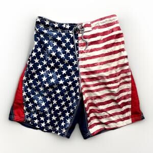 Panama Jack Swim Trunks Mens Large American Flag Colorblock Lined Shorts